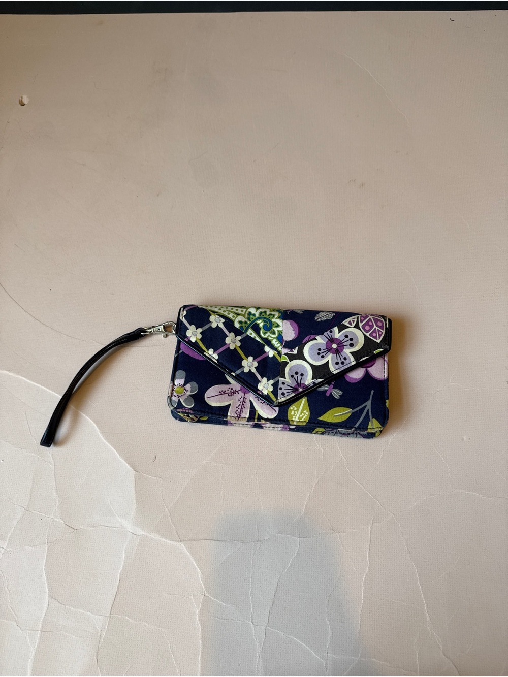 Vera Bradley Floral Envelope Wristlet Clutch - Navy Purple